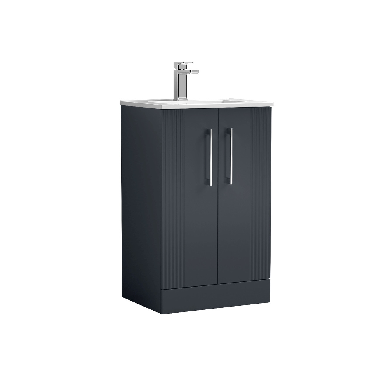 Nuie Deco Satin 2 Door Vanity Unit and Minimalist Ceramic Basin