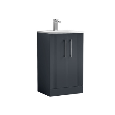 Nuie Soft Black Deco Satin Door Vanity Unit And Curved Ceramic Basin | | Mdf | 500Mm Size 2