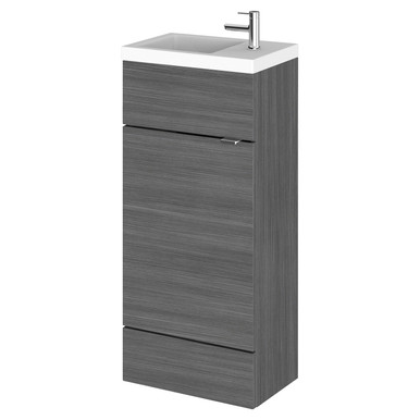 Hudson Reed Anthracite Fusion Compact Woodgrain Single Door Combination Vanity Unit | | Mdf | 400Mm