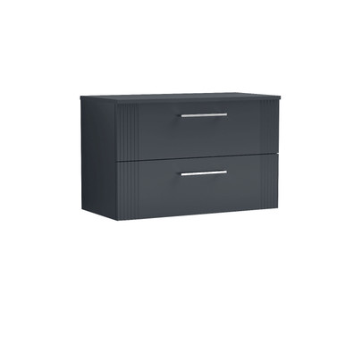 Nuie Soft Black Deco Satin Wall Hung Drawer Vanity Unit With Worktop | | Mdf | 800Mm Size 2