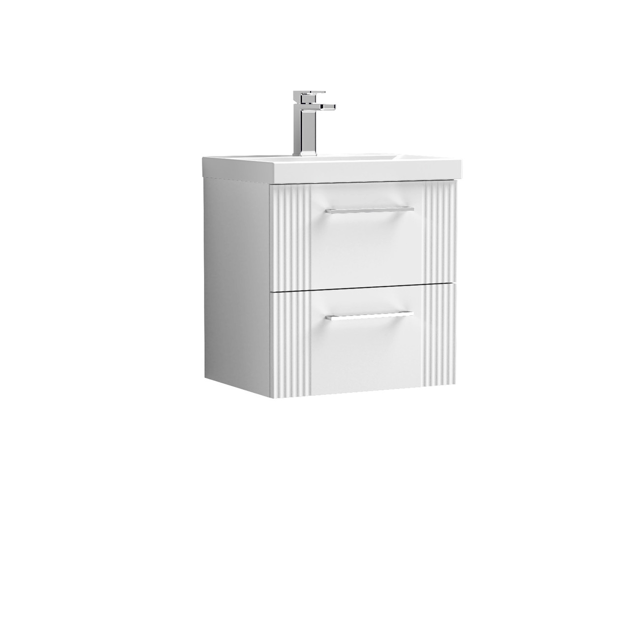 Nuie Deco Wall Hung 2 Drawer Vanity Unit and Mid Edge Ceramic Basin
