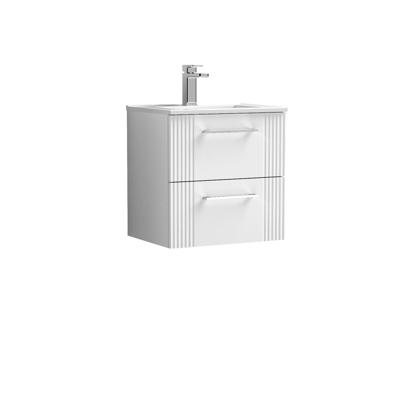 Nuie Deco Wall Hung 2 Drawer Vanity Unit and Minimalist Ceramic Basin