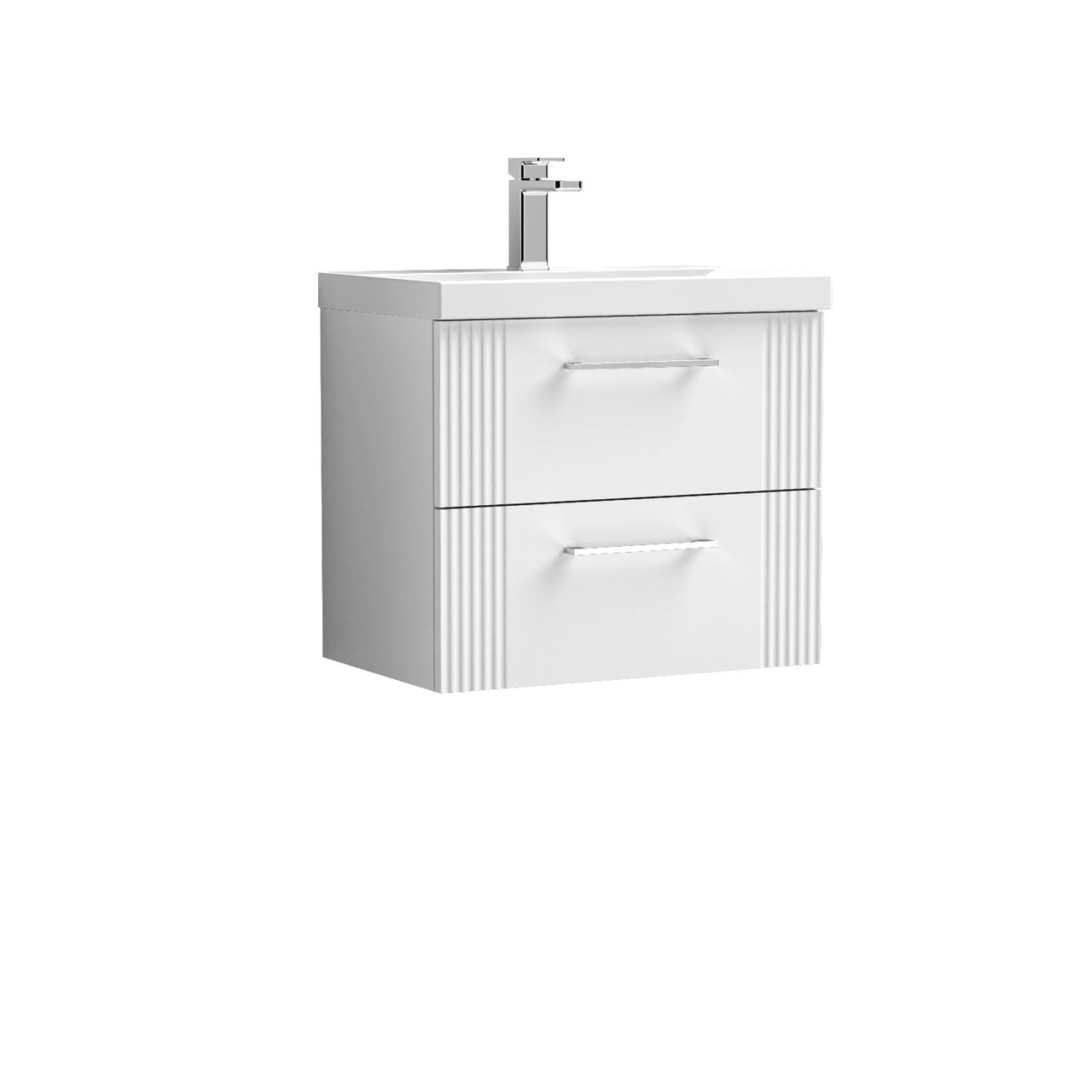 Nuie Deco Wall Hung 2 Drawer Vanity Unit and Mid Edge Ceramic Basin