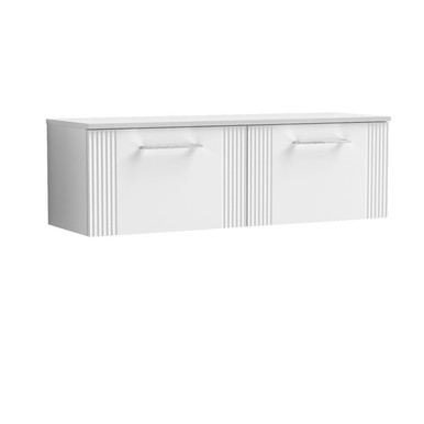 Nuie Satin White Deco Wall Hung 2 Drawer Vanity Unit With Worktop | | Mdf | 1200Mm