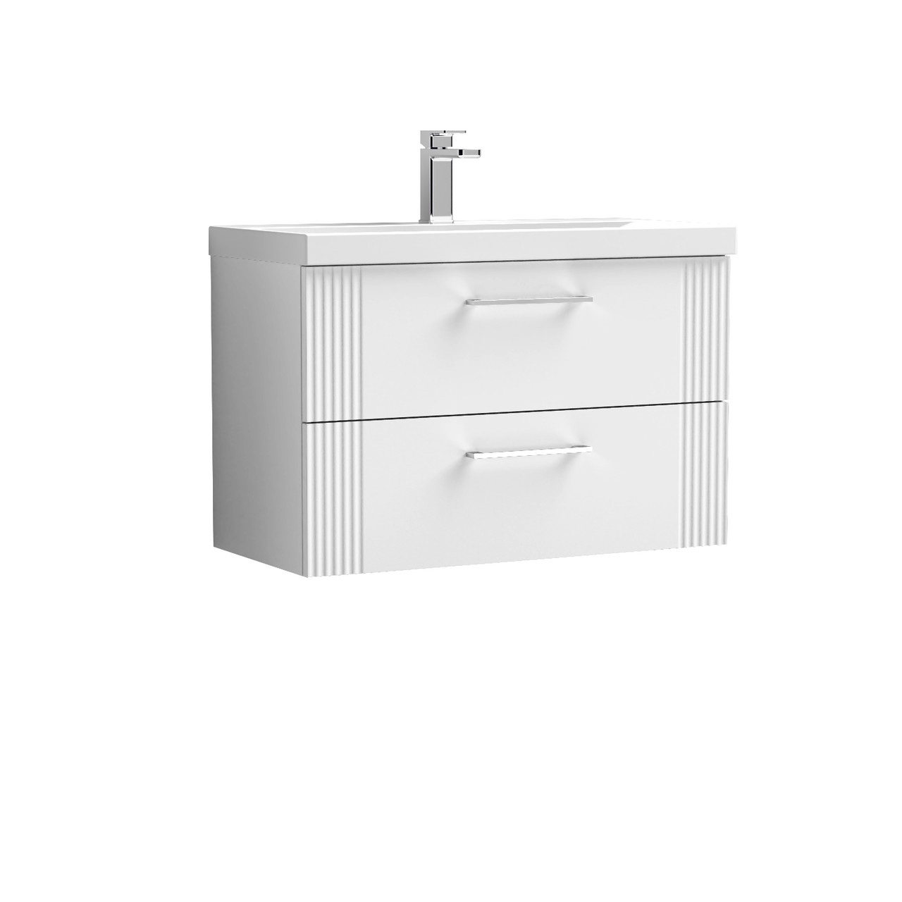 Nuie Deco Wall Hung 2 Drawer Vanity Unit and Mid Edge Ceramic Basin