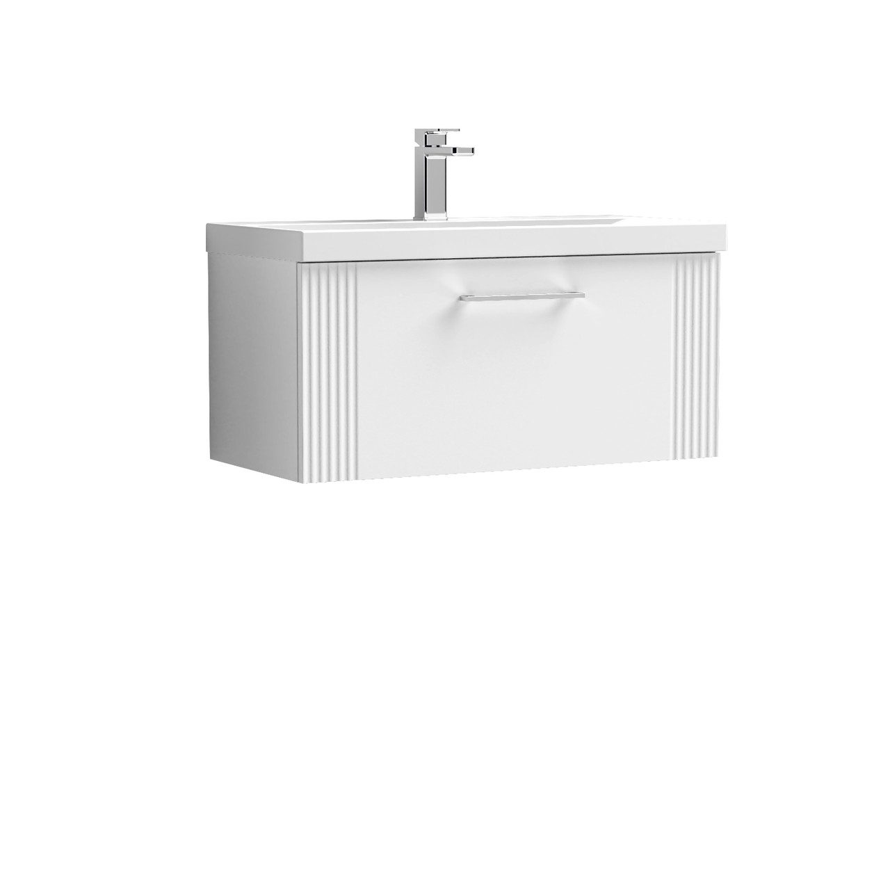 Nuie Deco Wall Hung Single Drawer Vanity Unit and Mid Edge Ceramic Basin