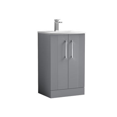Nuie Satin Grey Deco 2 Door Vanity Unit And Curved Ceramic Basin | | Mdf | 500Mm