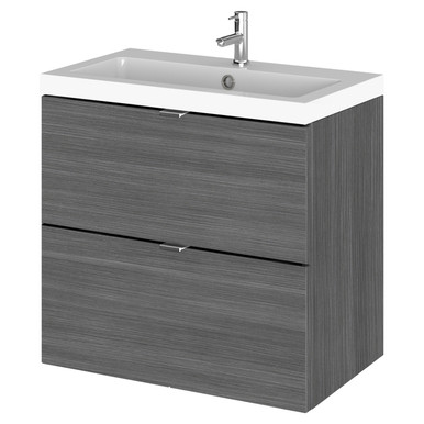Hudson Reed Anthracite Fusion Woodgrain Wall Hung 2 Drawer Combination Vanity Unit | | Mdf | 600Mm