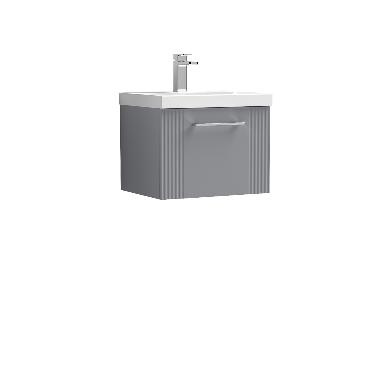 Nuie Deco Wall Hung Single Drawer Vanity Unit and Thin Edge Ceramic Basin