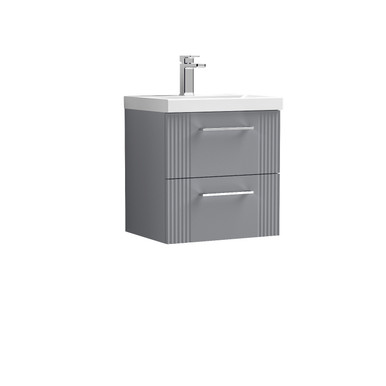 Nuie Satin Grey Deco Wall Hung 2 Drawer Vanity Unit And Thin Edge Ceramic Basin | | Mdf | 500Mm