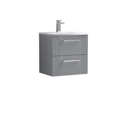 Nuie Satin Grey Deco Wall Hung 2 Drawer Vanity Unit And Curved Ceramic Basin | | Mdf | 500Mm