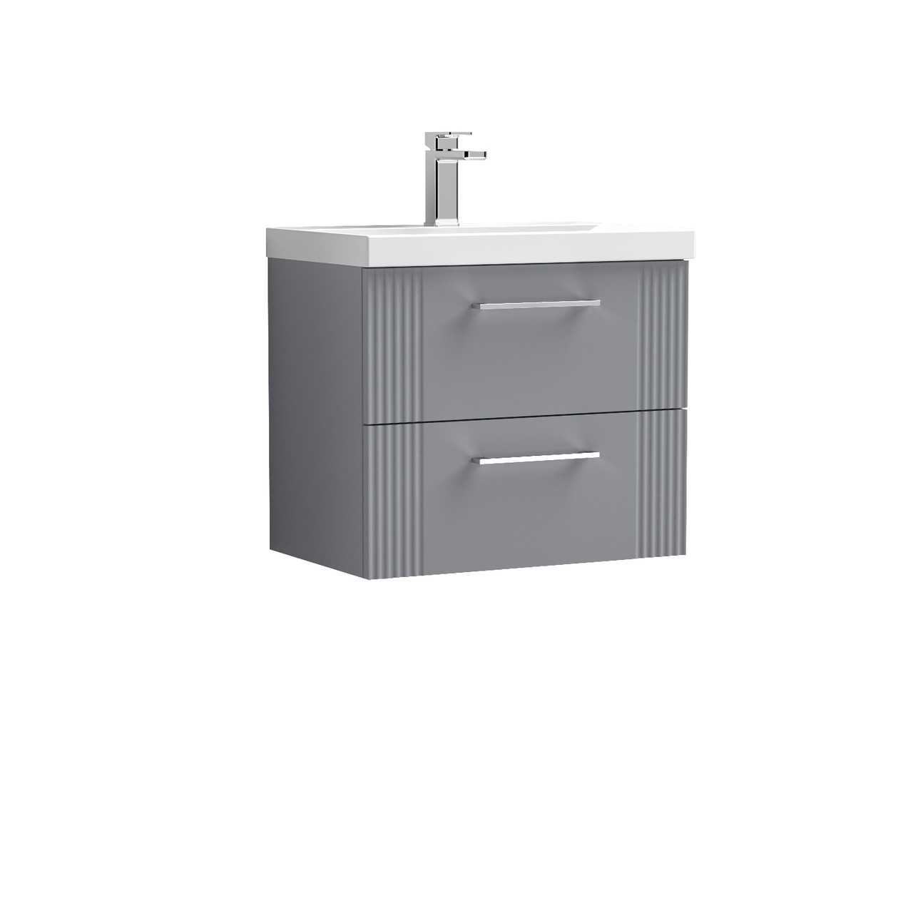 Nuie Deco Wall Hung 2 Drawer Vanity Unit and Mid Edge Ceramic Basin