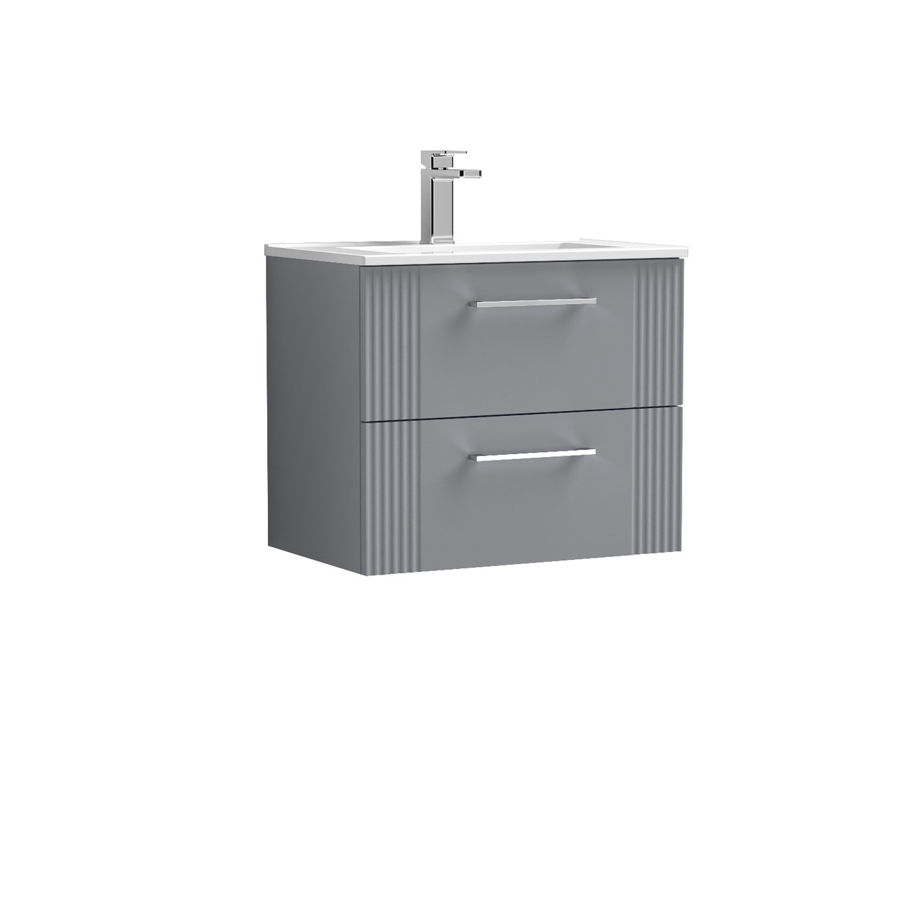 Nuie Deco Wall Hung 2 Drawer Vanity Unit and Minimalist Ceramic Basin