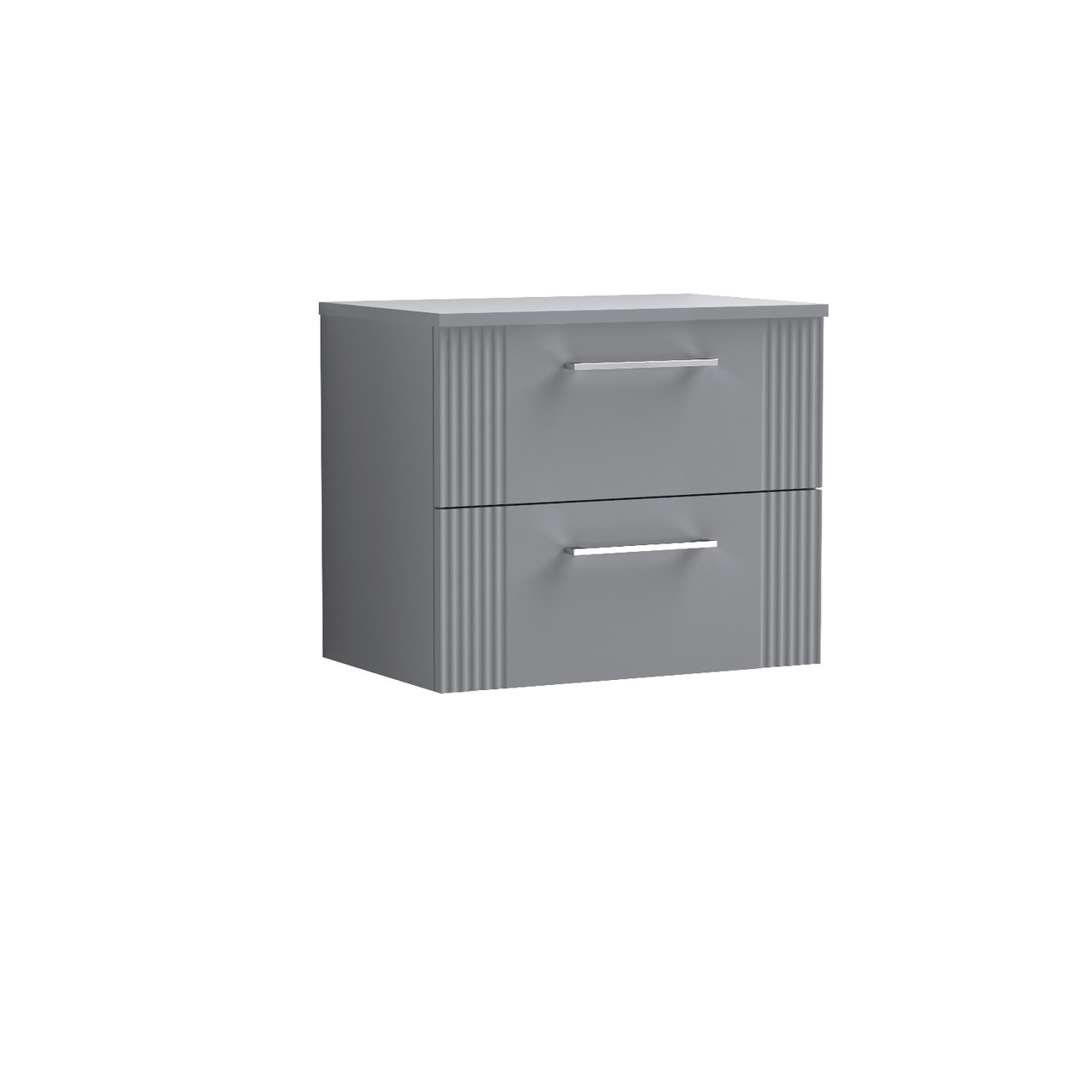 Nuie Satin Grey Deco Wall Hung 2 Drawer Vanity Unit With Worktop | | Mdf | 600Mm
