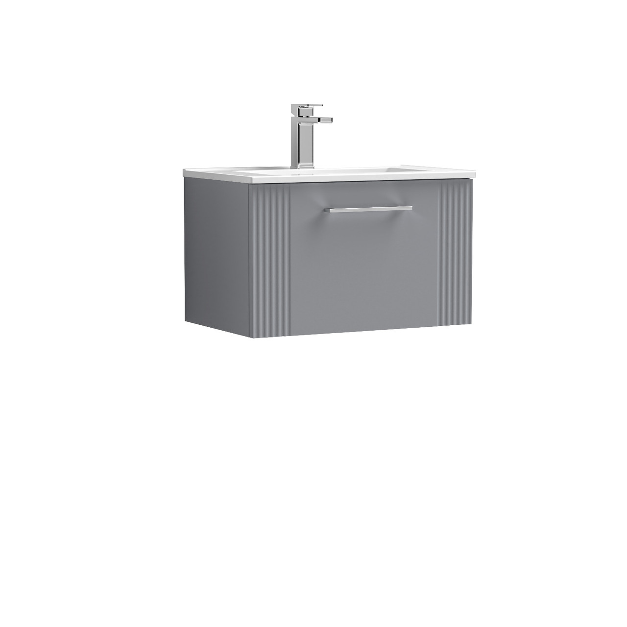 Nuie Deco Wall Hung Single Drawer Vanity Unit and Minimalist Ceramic Basin