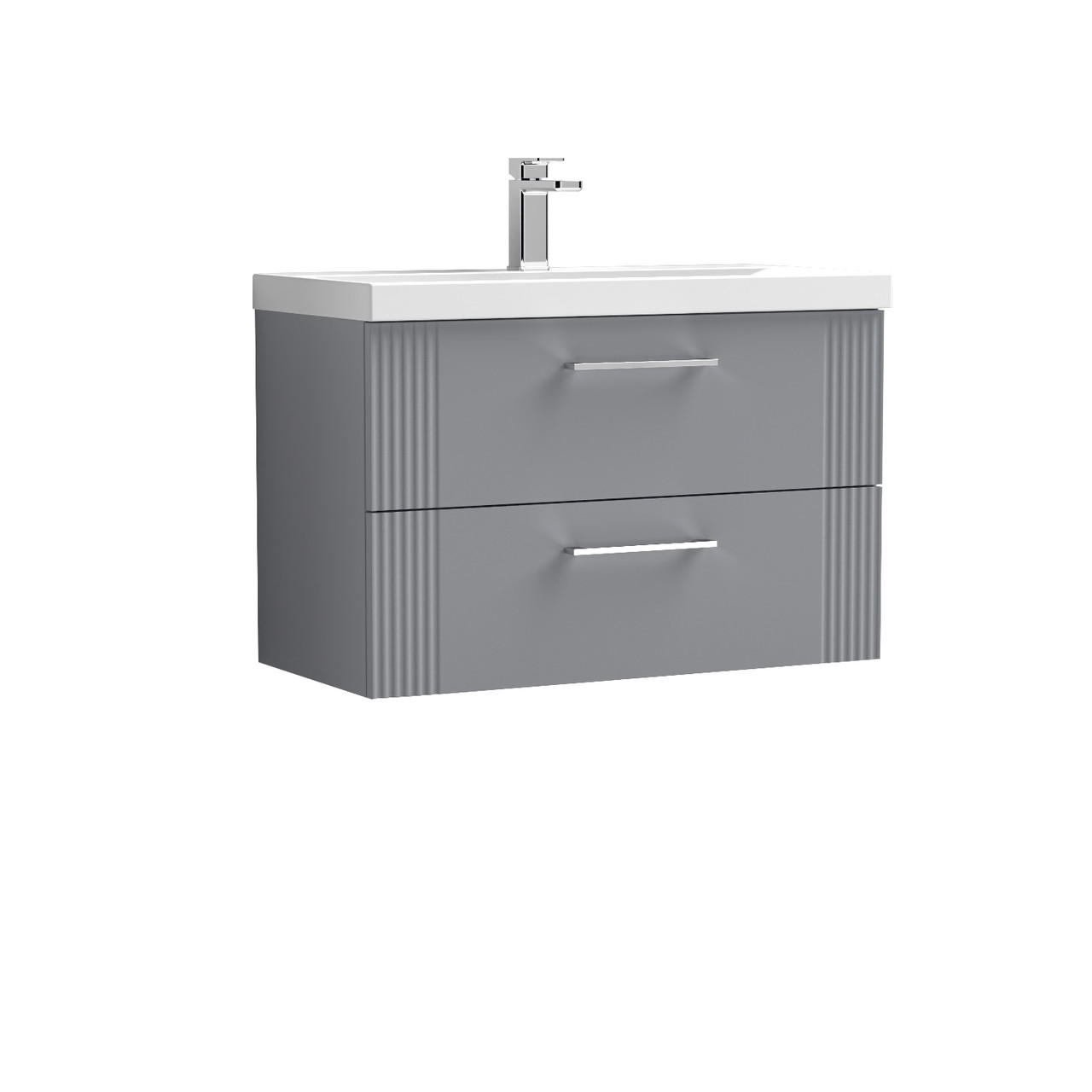 Nuie Deco Wall Hung 2 Drawer Vanity Unit and Mid Edge Ceramic Basin