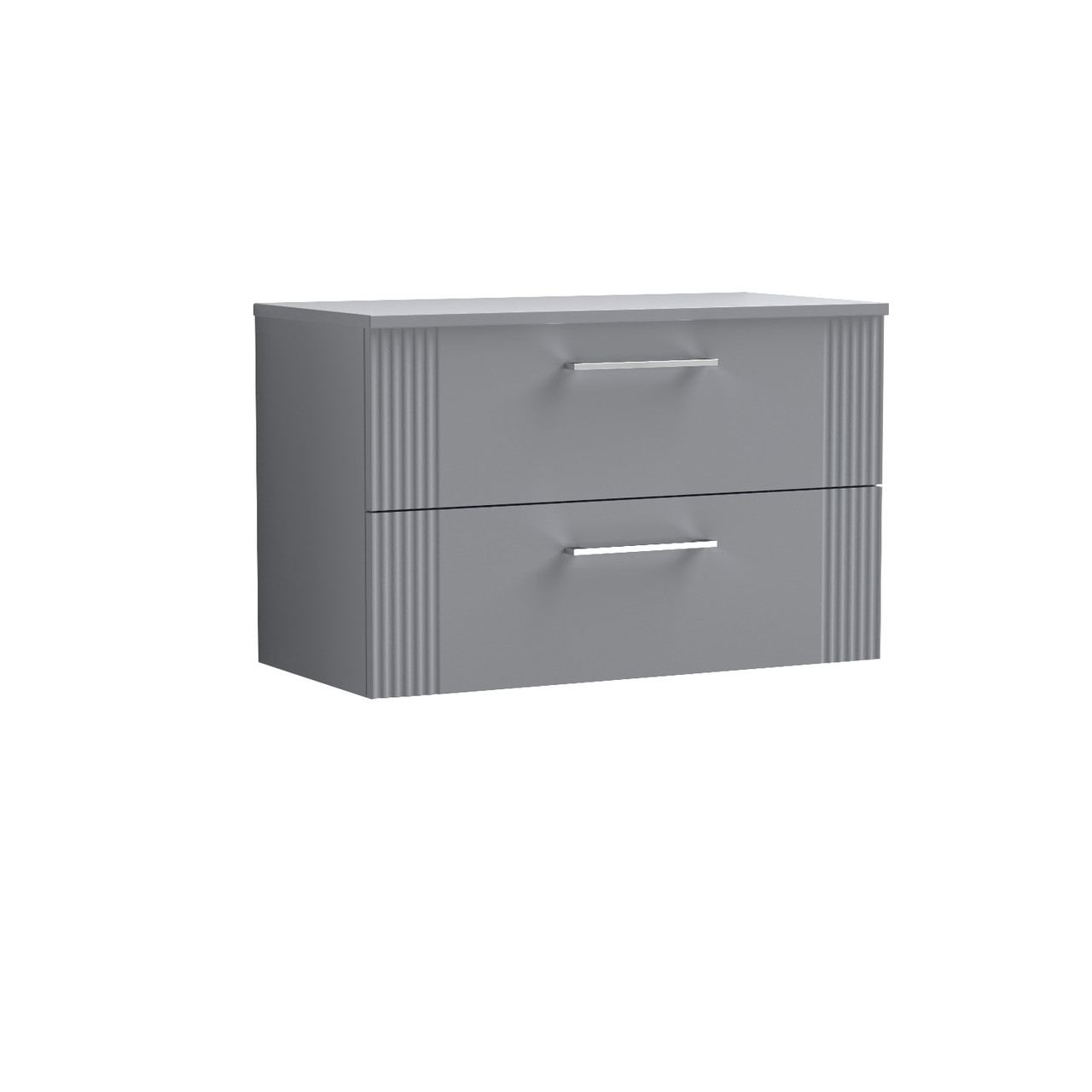 Nuie Satin Grey Deco Wall Hung 2 Drawer Vanity Unit With Worktop | | Mdf | 800Mm