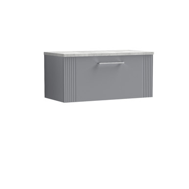 Nuie Satin Grey Deco Wall Hung Single Drawer Vanity Unit With Bellato Grey Worktop | | Mdf | 800Mm Size 5