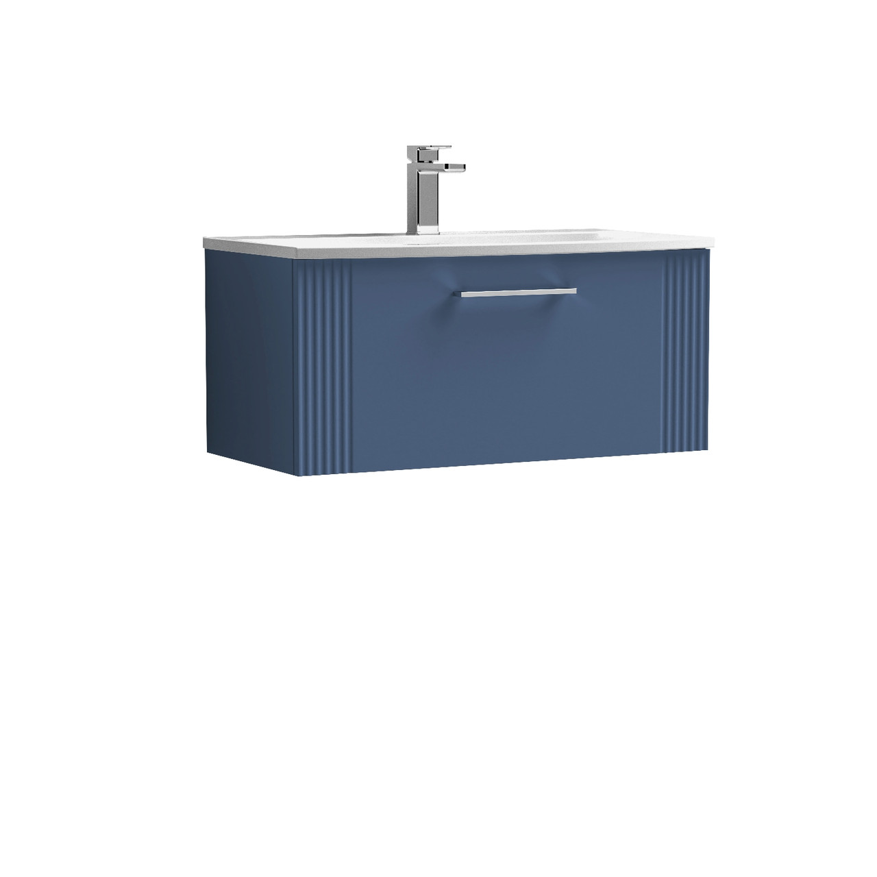 Nuie Deco Wall Hung Single Drawer Vanity Unit and Curved Ceramic Basin