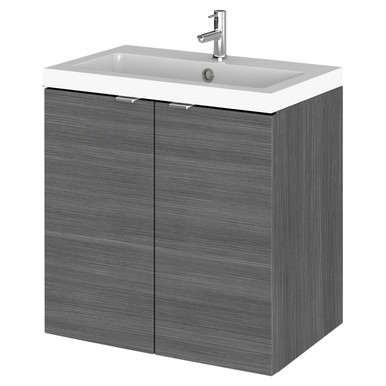 Hudson Reed Anthracite Fusion Woodgrain Wall Hung 2 Door Combination Vanity Unit | | Mdf | 500Mm