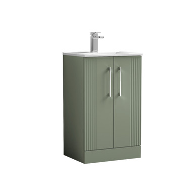 Nuie Satin Green Deco 2 Door Vanity Unit And Minimalist Ceramic Basin | | Mdf | 500Mm