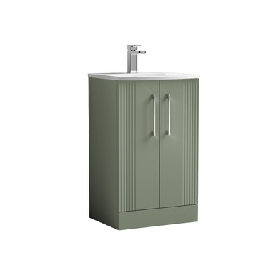 Nuie Satin Green Deco 2 Door Vanity Unit And Curved Ceramic Basin | | Mdf | 500Mm
