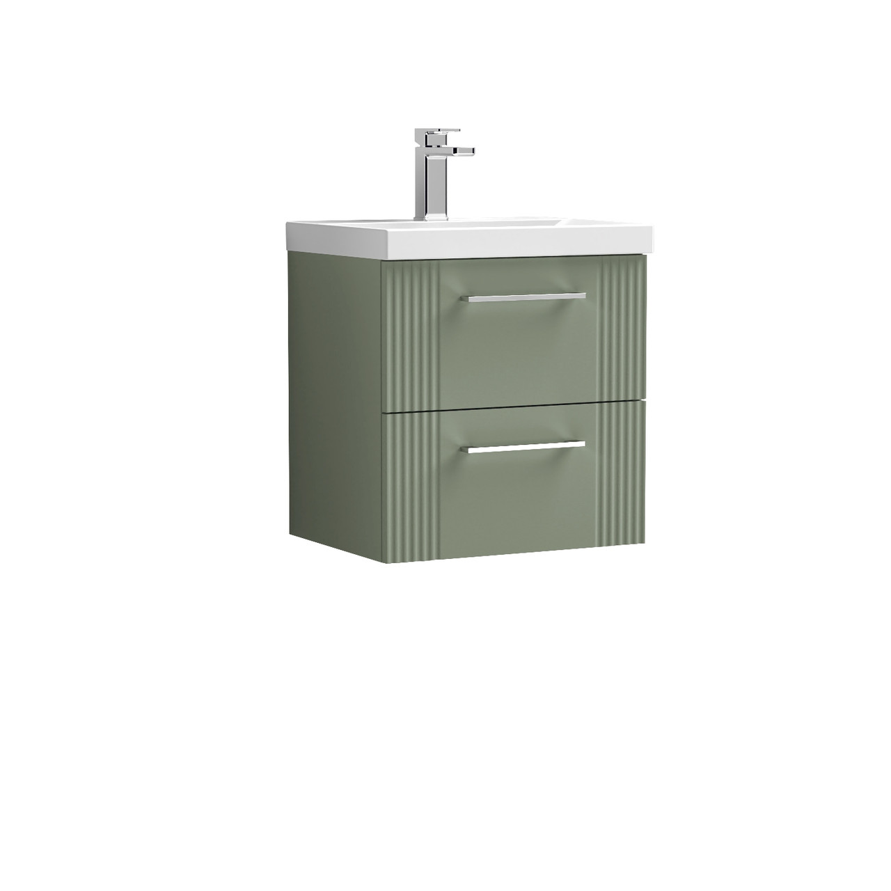 Nuie Deco Wall Hung 2 Drawer Vanity Unit and Thin Edge Ceramic Basin