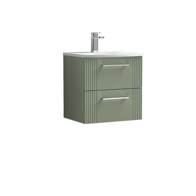 Nuie Satin Green Deco Wall Hung Drawer Vanity Unit And Curved Ceramic Basin | | Mdf | 500Mm Size 2