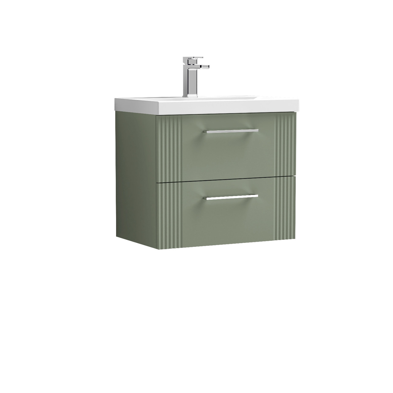 Nuie Deco Wall Hung 2 Drawer Vanity Unit and Mid Edge Ceramic Basin