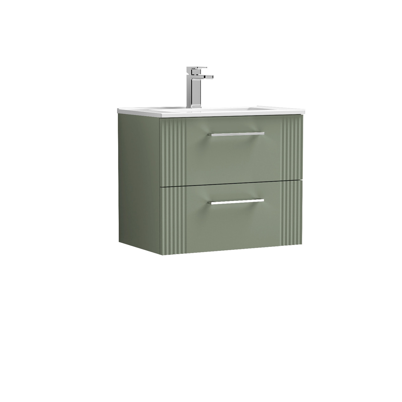 Nuie Deco Wall Hung 2 Drawer Vanity Unit and Minimalist Ceramic Basin