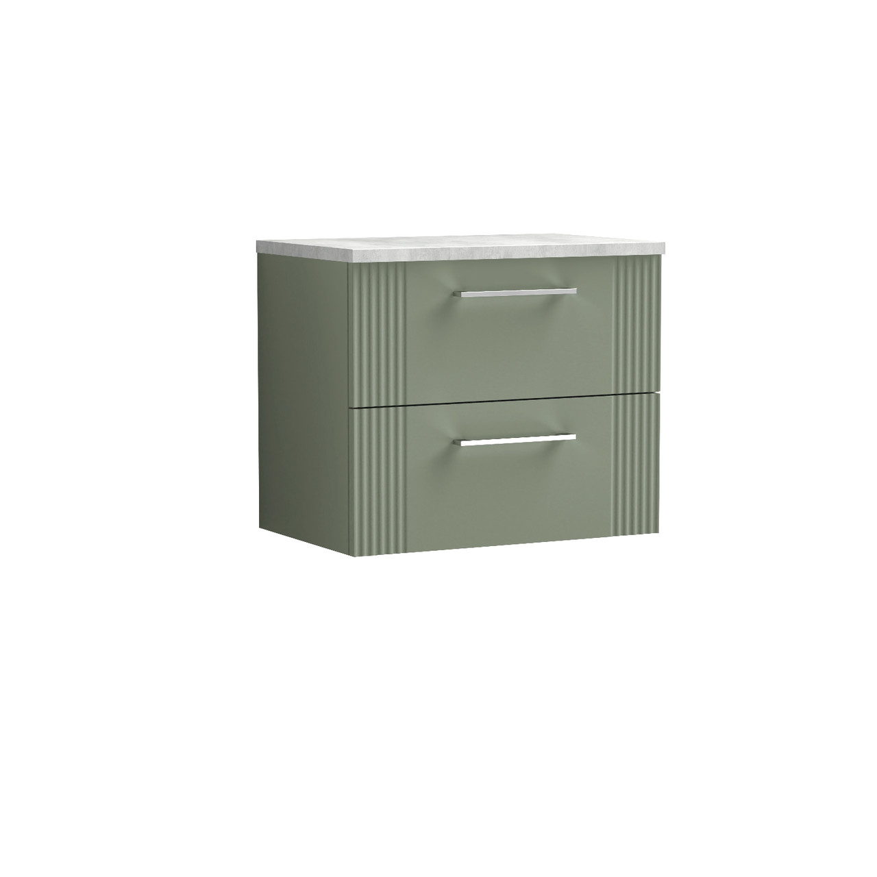 Nuie Deco Wall Hung 2 Drawer Vanity Unit with Bellato Grey Worktop