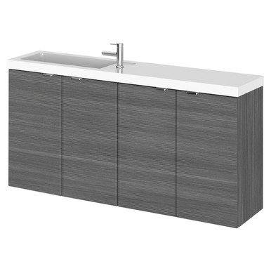 Hudson Reed Anthracite Fusion Compact Woodgrain Wall Hung 4 Door Combination Vanity Unit | | Mdf | 1000Mm