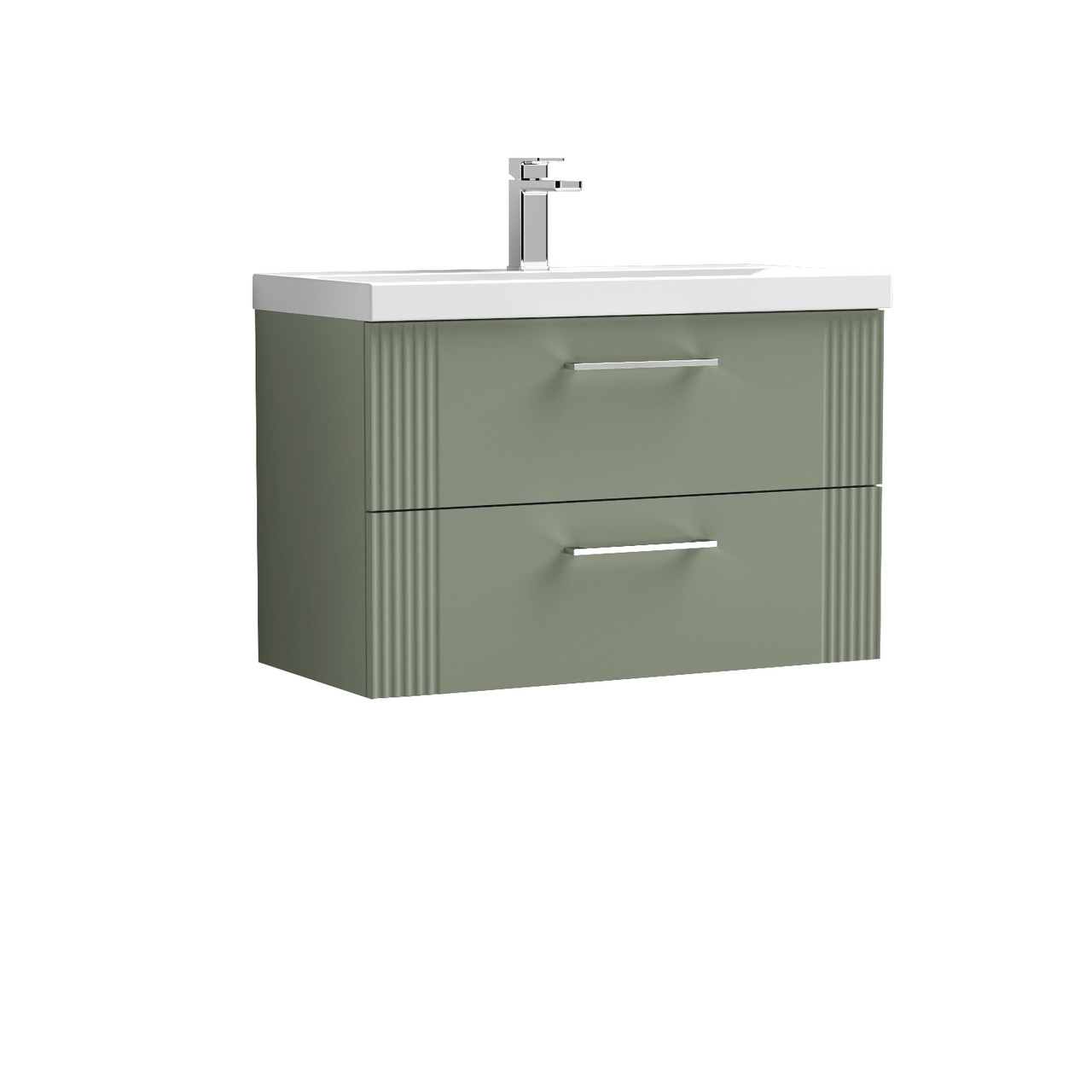 Nuie Deco Wall Hung 2 Drawer Vanity Unit and Mid Edge Ceramic Basin