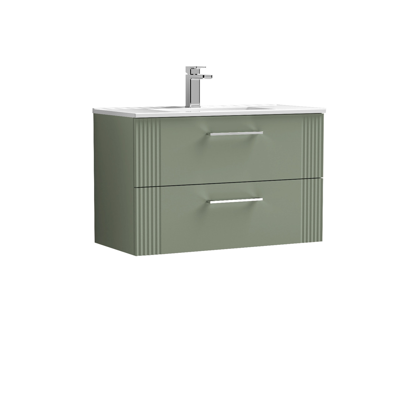 Nuie Deco Wall Hung 2 Drawer Vanity Unit and Minimalist Ceramic Basin