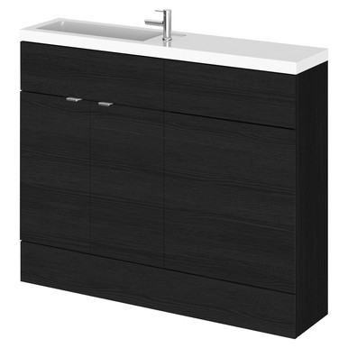 Hudson Reed Charcoal Black Fusion Compact Woodgrain 2 Door Combination Vanity Unit Toilet Suite | | Mdf | 1100Mm