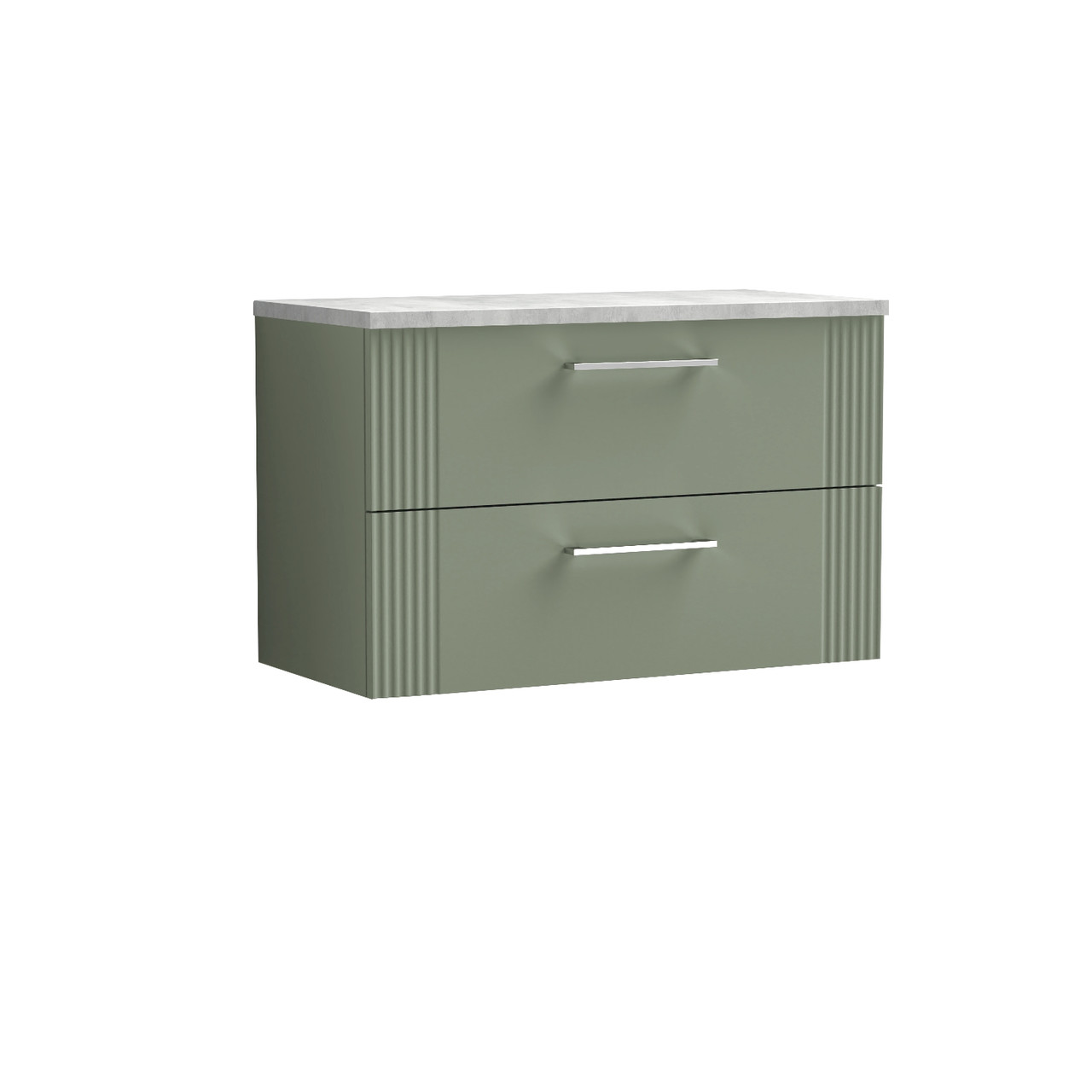 Nuie Deco Wall Hung 2 Drawer Vanity Unit with Bellato Grey Worktop