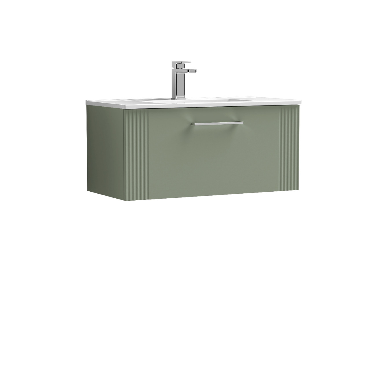 Nuie Deco Wall Hung Single Drawer Vanity Unit and Minimalist Ceramic Basin