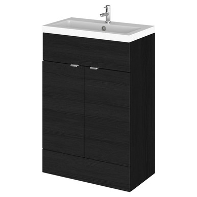 Hudson Reed Charcoal Black Fusion Woodgrain 2 Door Combination Vanity Unit | | Mdf | 600Mm