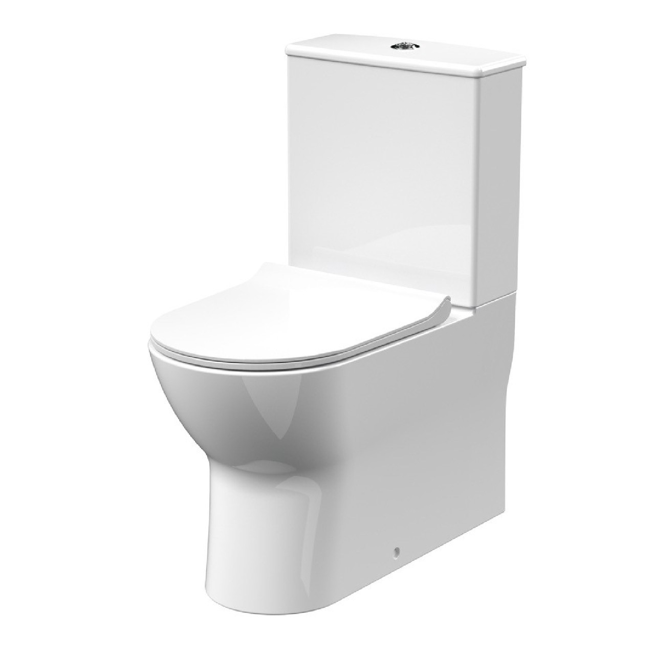 Nuie Freya Semi Flush to Wall Close Coupled Toilet Pan with Cistern and Soft Close Toilet Seat