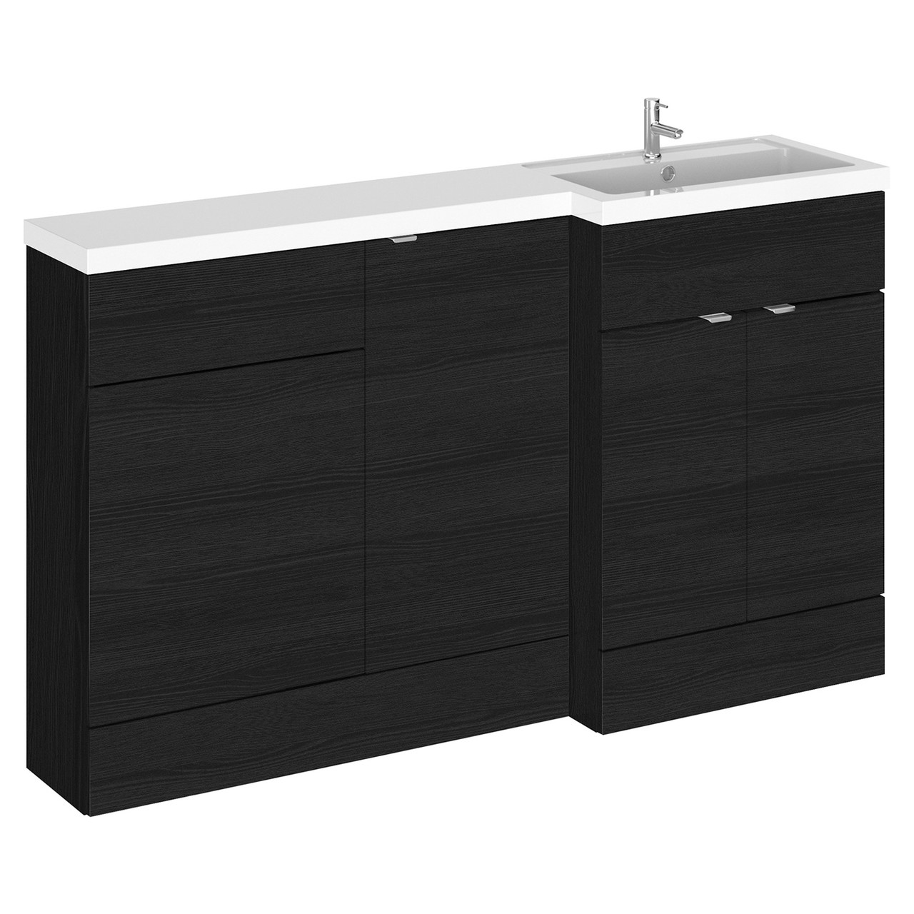 Hudson Reed Fusion Woodgrain 3 Door Combination Right Hand Basin Vanity Unit Toilet Suite