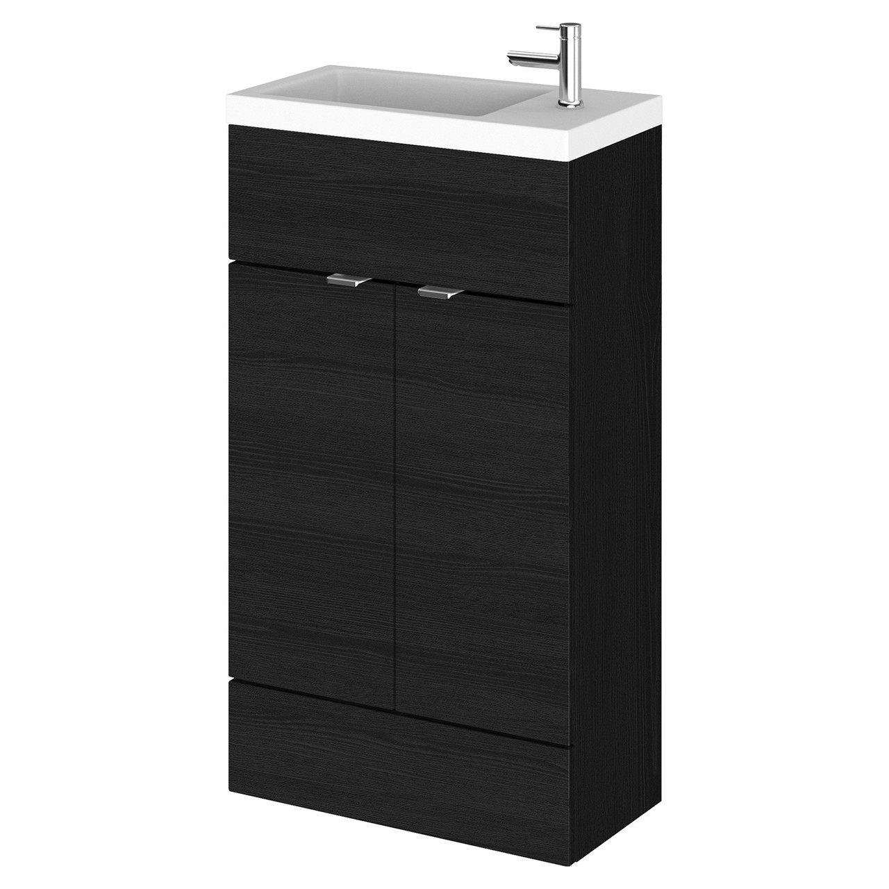 Hudson Reed Charcoal Black Fusion Compact Woodgrain 2 Door Combination Vanity Unit | | Mdf | 500Mm
