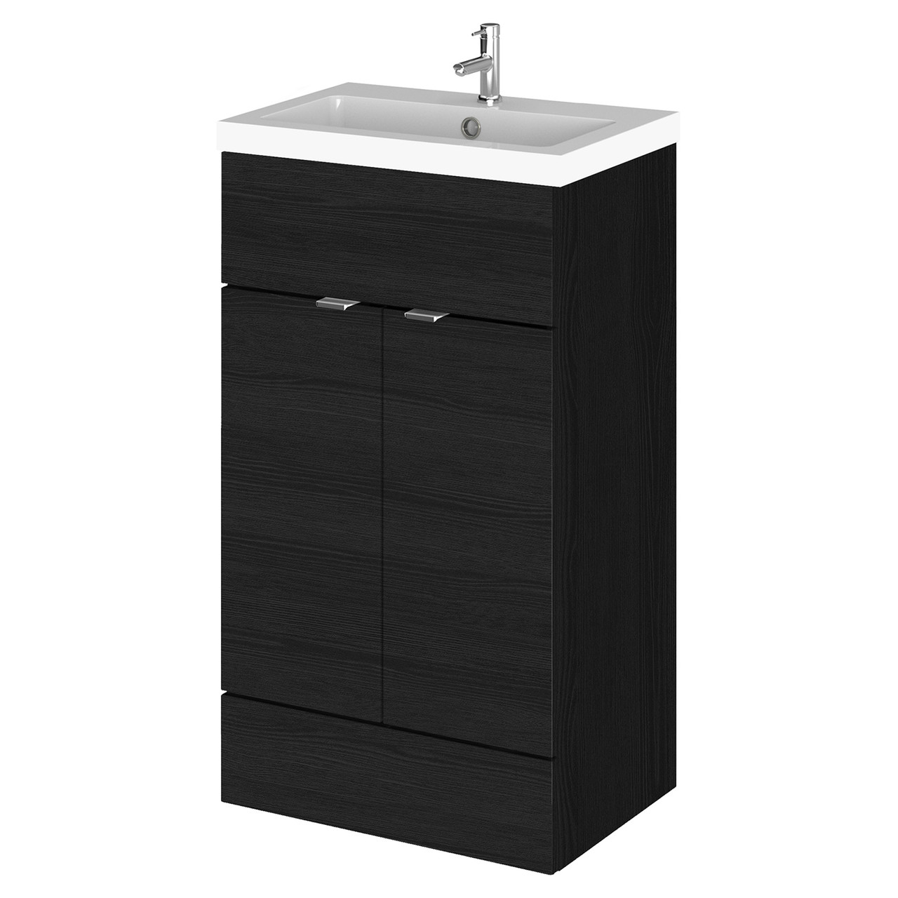 Hudson Reed Charcoal Black Fusion Woodgrain 2 Door Combination Vanity Unit | | Mdf | 500Mm