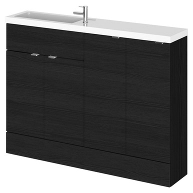 Hudson Reed Charcoal Black Fusion Compact Woodgrain 4 Door Combination Vanity Unit | | Mdf | 1200Mm