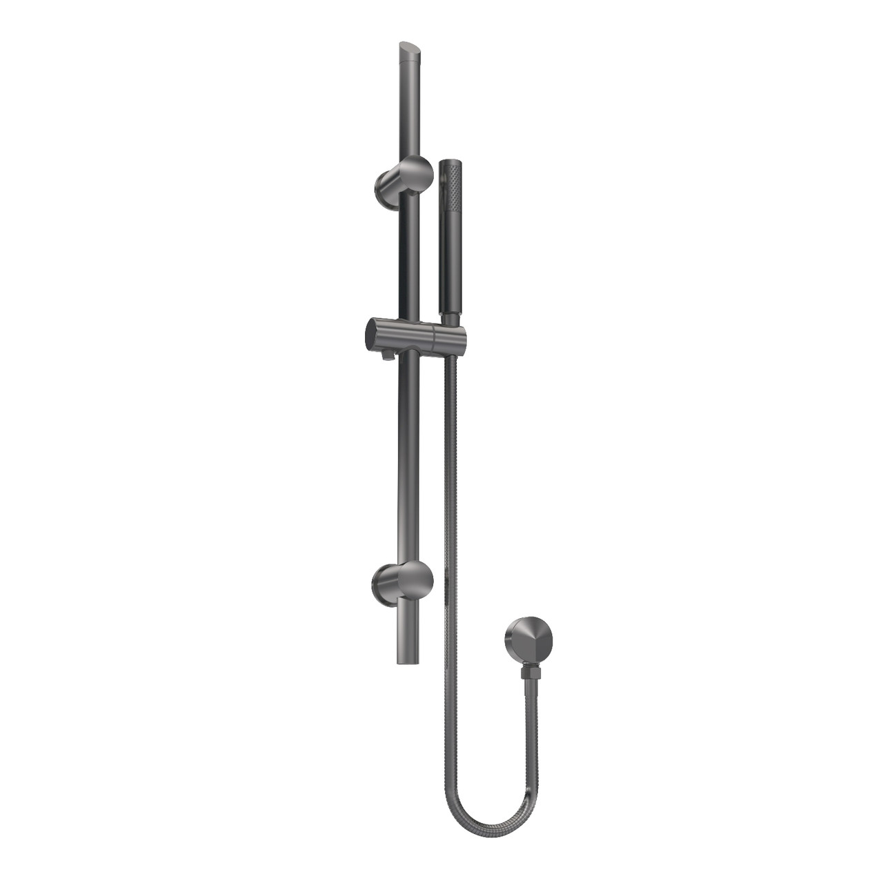 Nuie Brushed Pewter Round Shower Slide Rail Kit With Outlet Elbow | | Brass/Abs | 140Mm X 740Mm X 76Mm