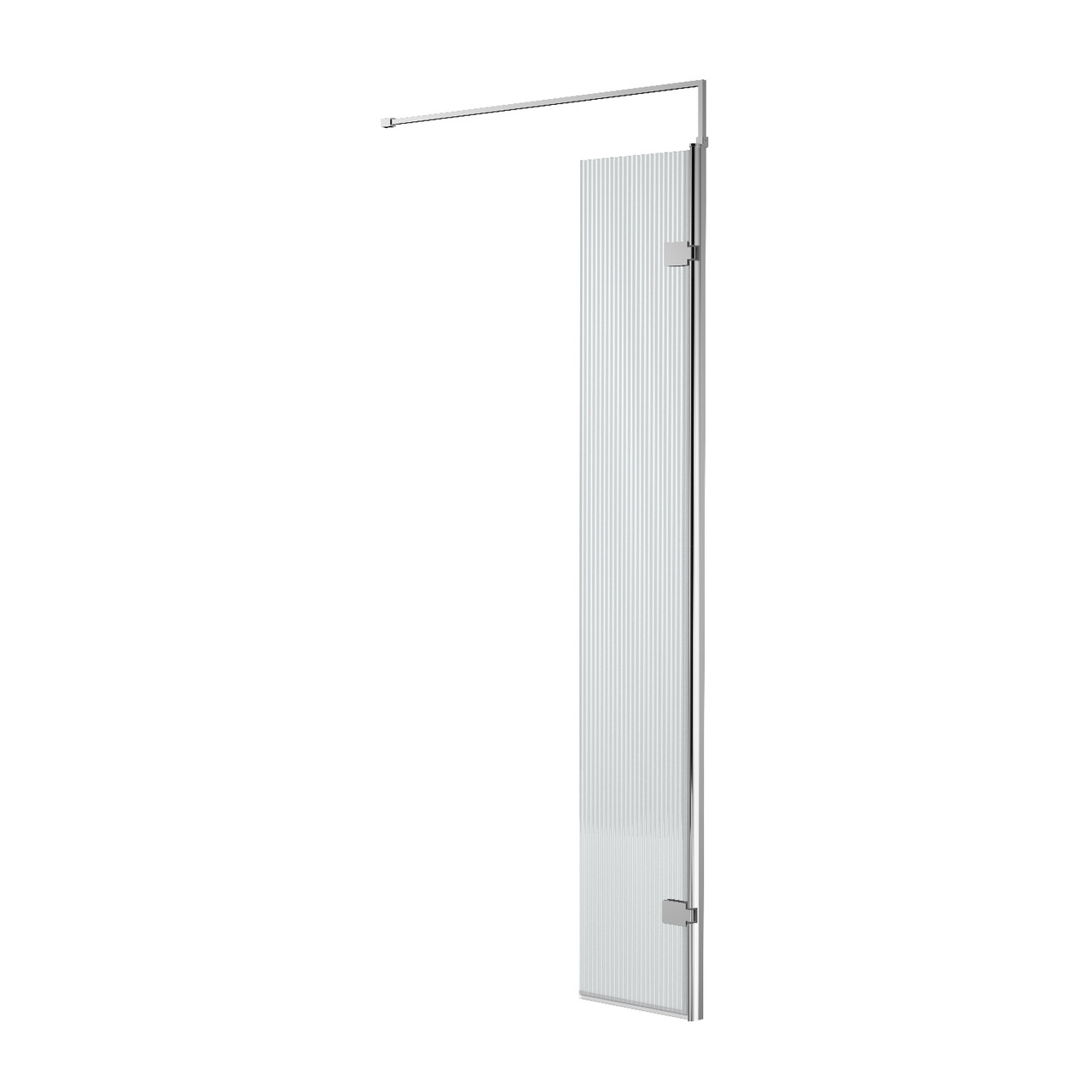 Nuie Chrome Fluted Wetroom Hinged Return Screen With Fittings | | Glass/Aluminium | 300Mm X 1850Mm