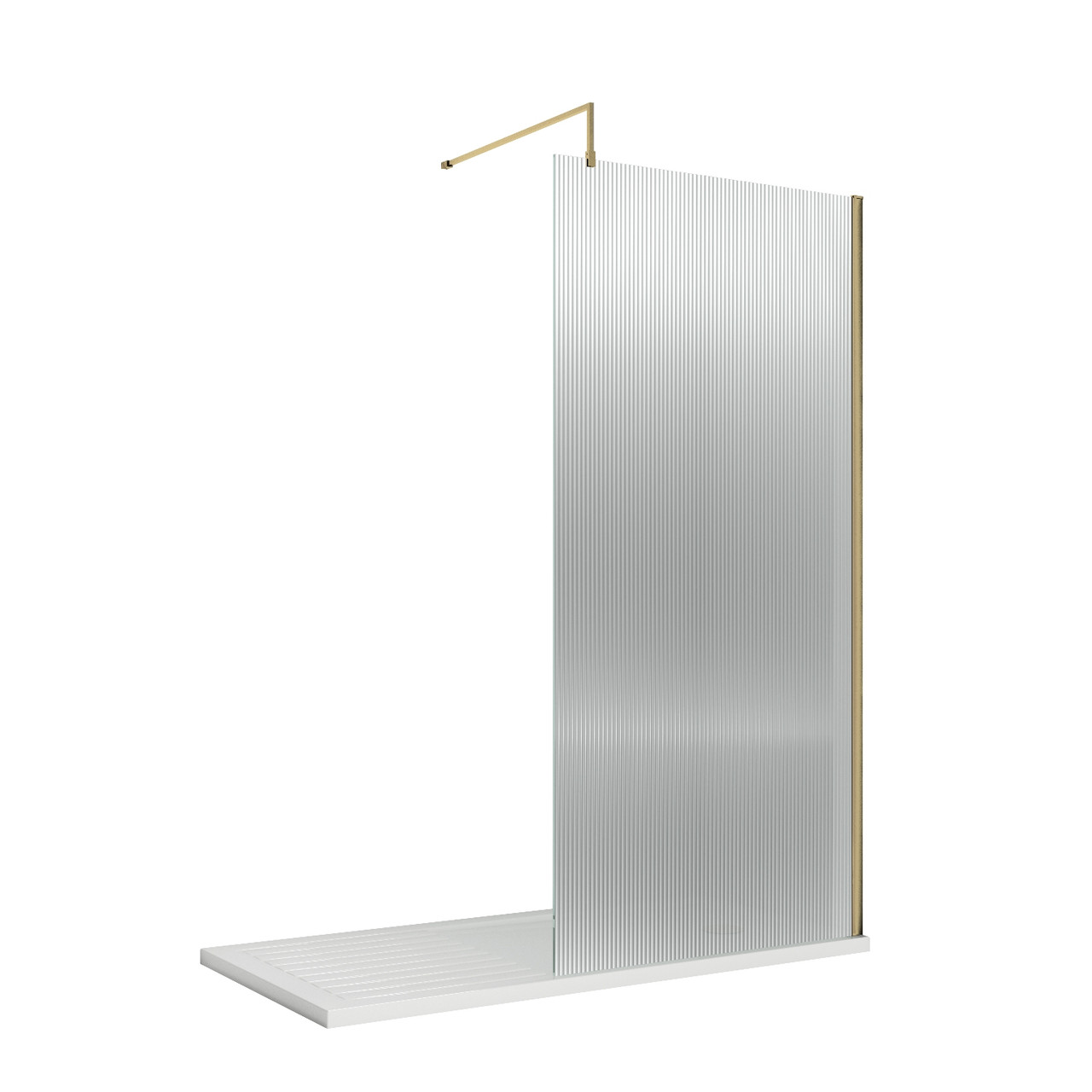 Nuie Fluted Wetroom Shower Screen with Support Bar