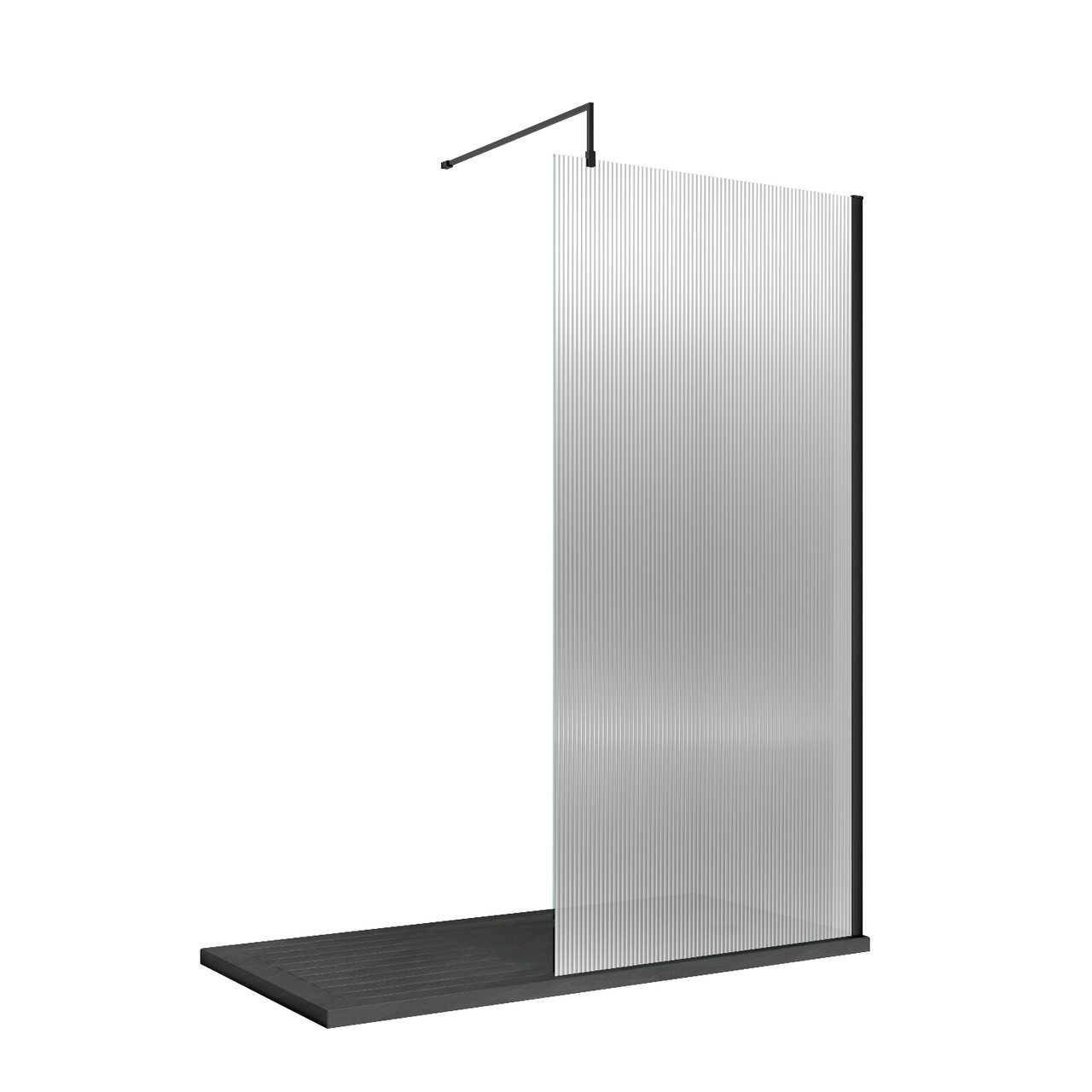 Nuie Fluted Wetroom Shower Screen with Support Bar