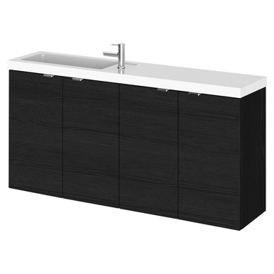 Hudson Reed Charcoal Black Fusion Compact Woodgrain Wall Hung 4 Door Combination Vanity Unit | | Mdf | 1000Mm