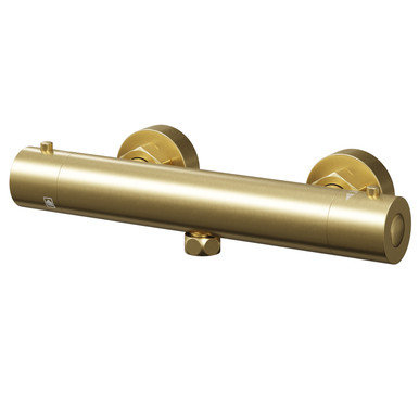 Colore Brushed Brass Round Thermostatic Bar Shower Valve | | 287Mm X 60Mm X 90Mm