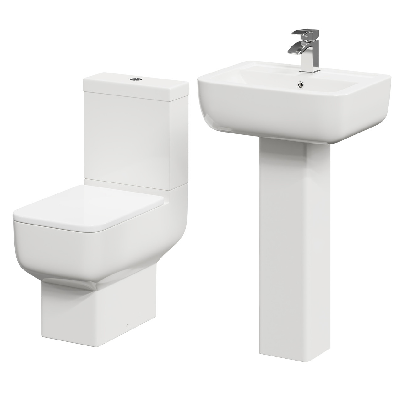 Tacoma Full Pedestal Basin and Open Back Toilet Suite